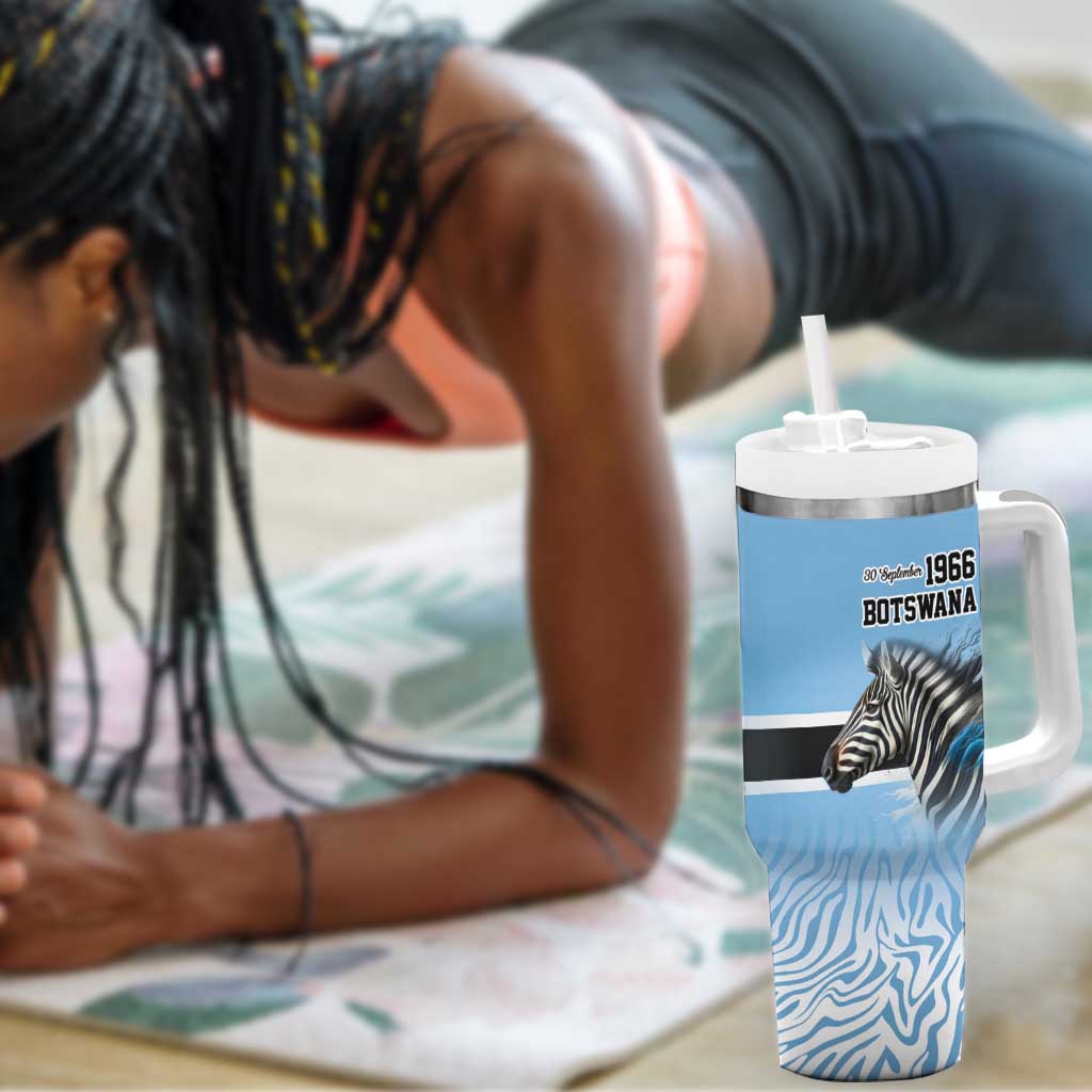 Botswana Independence Day 1966 Tumbler With Handle Tribal African Zebra Skins Pattern LT9