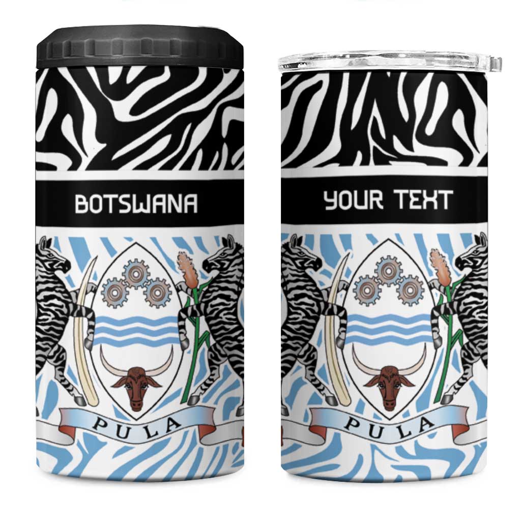 Botswana Personalized 4 in 1 Can Cooler Tumbler African Zebra Skins Pattern LT9