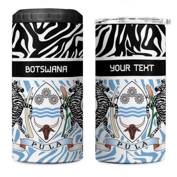 Botswana Personalized 4 in 1 Can Cooler Tumbler African Zebra Skins Pattern LT9