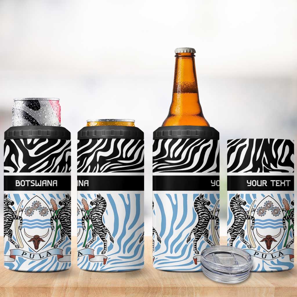 Botswana Personalized 4 in 1 Can Cooler Tumbler African Zebra Skins Pattern LT9