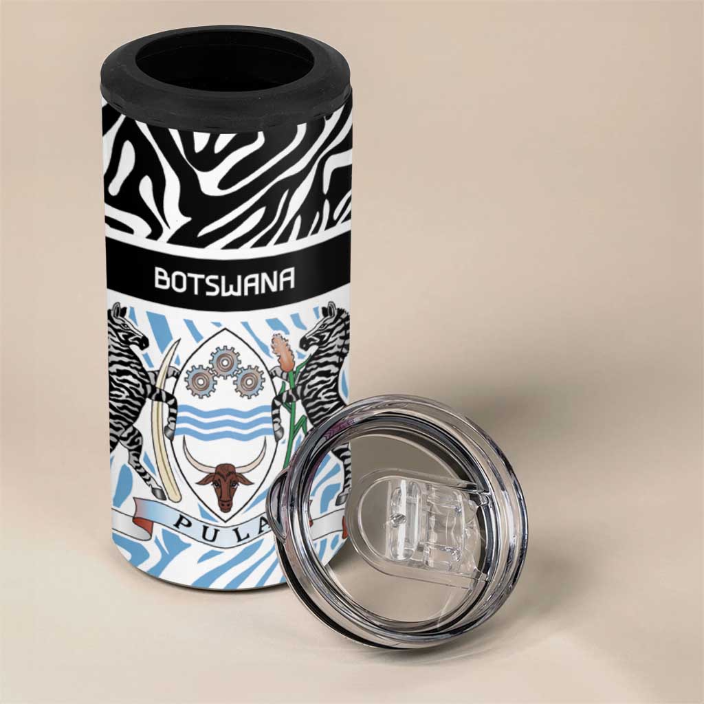 Botswana Personalized 4 in 1 Can Cooler Tumbler African Zebra Skins Pattern LT9