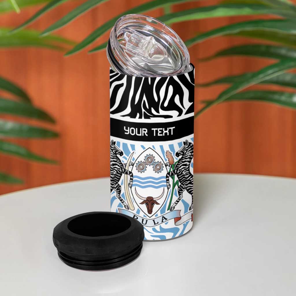 Botswana Personalized 4 in 1 Can Cooler Tumbler African Zebra Skins Pattern LT9