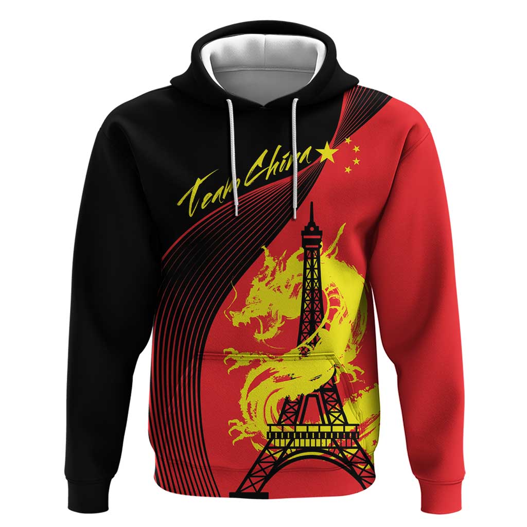Personalized China Summer Sport Hoodie Dragon With Eiffel Tower Go Paris 2024 LT9