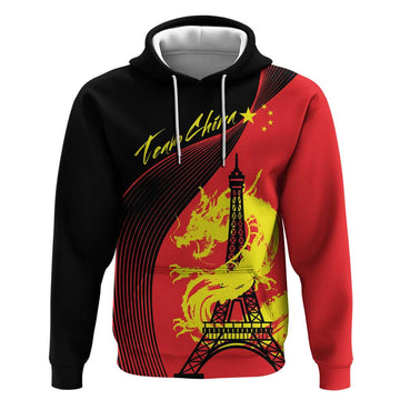 Personalized China Summer Sport Hoodie Dragon With Eiffel Tower Go Paris 2024 LT9