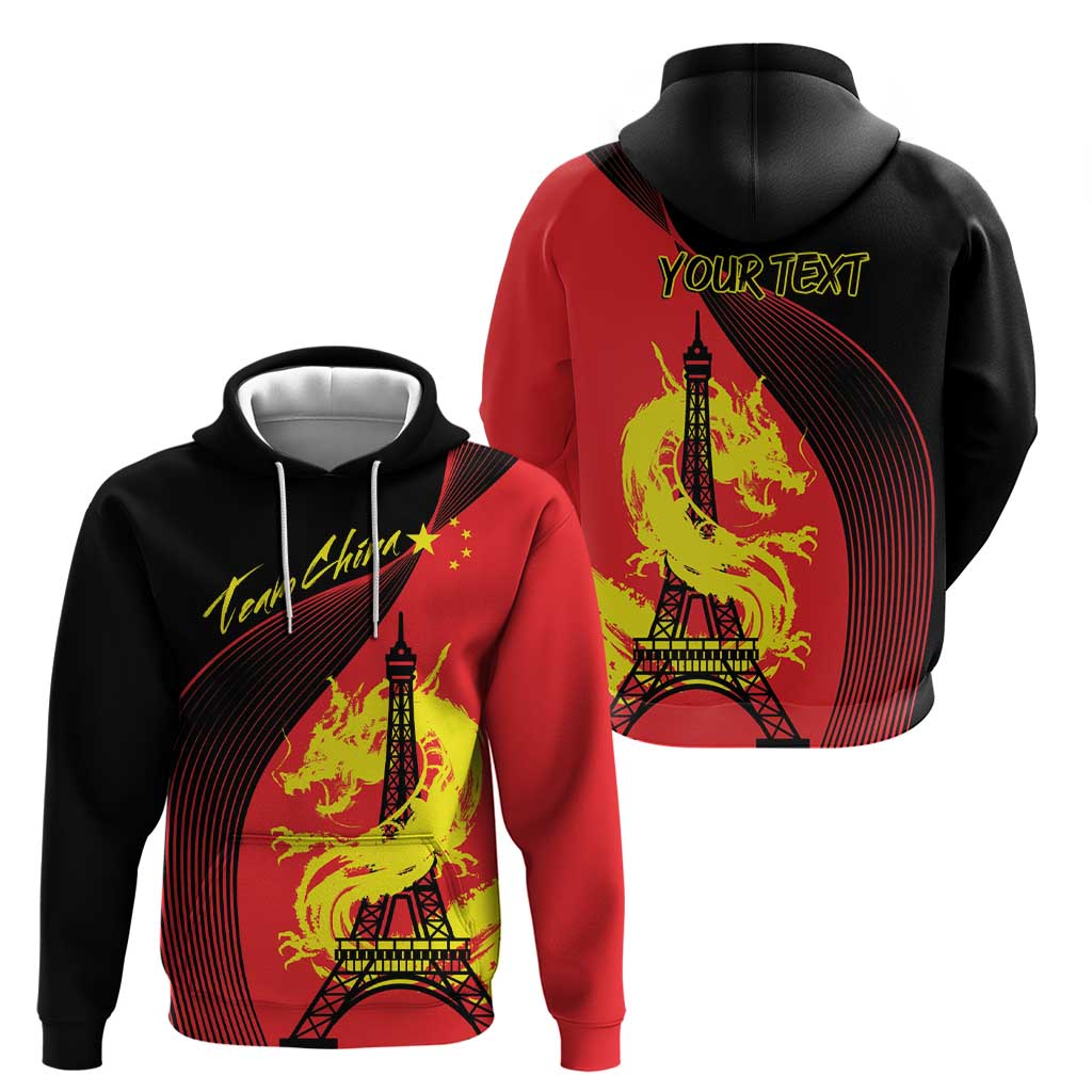 Personalized China Summer Sport Hoodie Dragon With Eiffel Tower Go Paris 2024 LT9