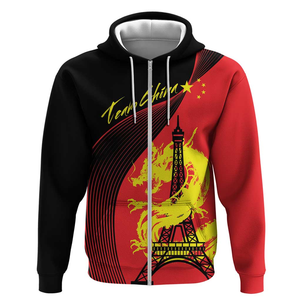 Personalized China Summer Sport Hoodie Dragon With Eiffel Tower Go Paris 2024 LT9