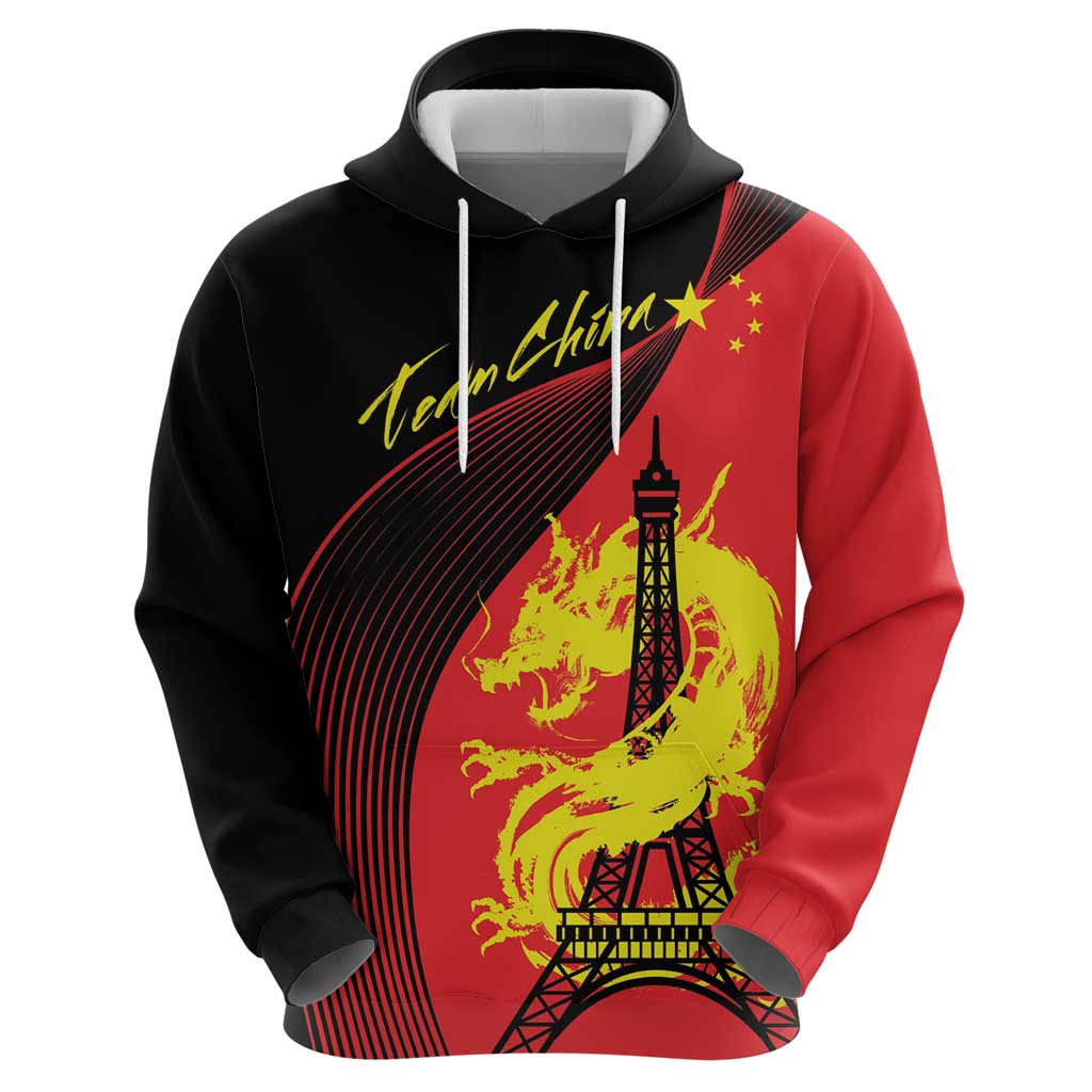 Personalized China Summer Sport Hoodie Dragon With Eiffel Tower Go Paris 2024 LT9