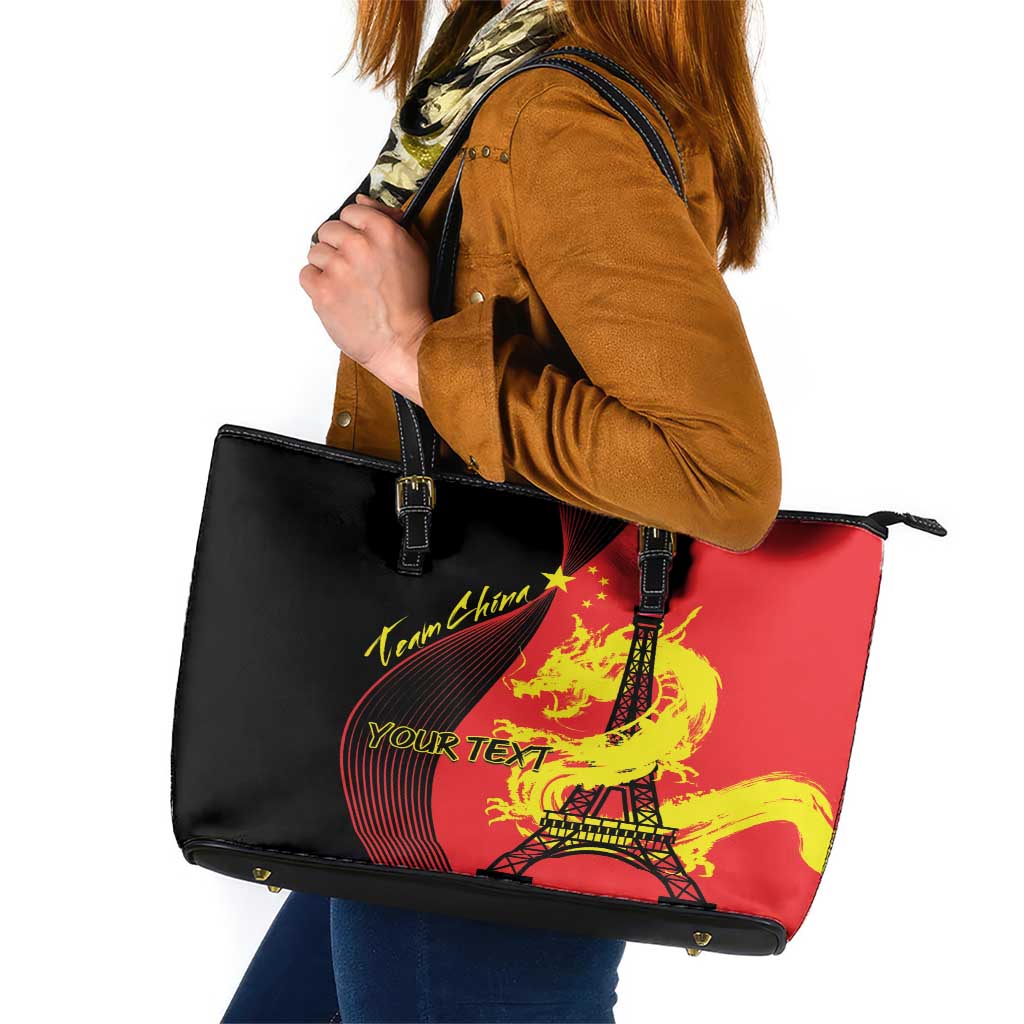 Personalized China Summer Sport Leather Tote Bag Dragon With Eiffel Tower Go Paris 2024 LT9