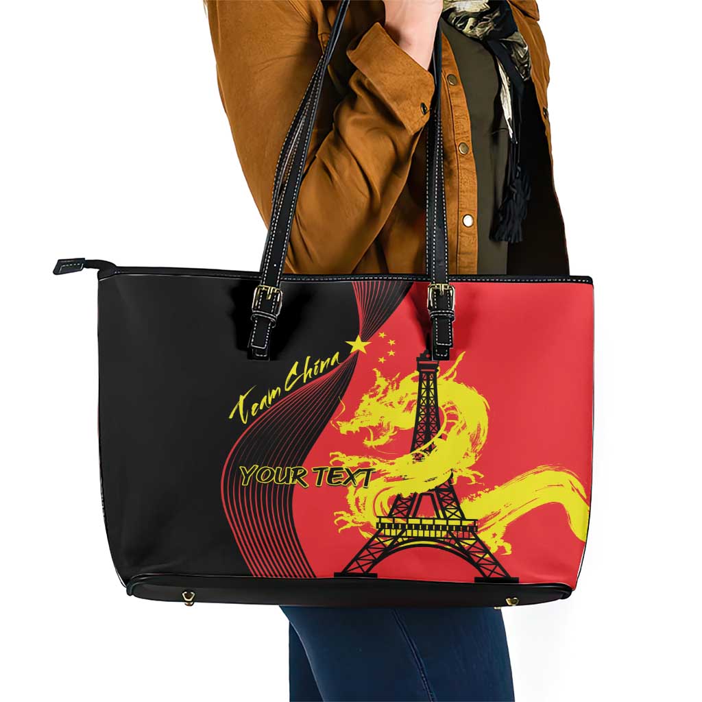 Personalized China Summer Sport Leather Tote Bag Dragon With Eiffel Tower Go Paris 2024 LT9
