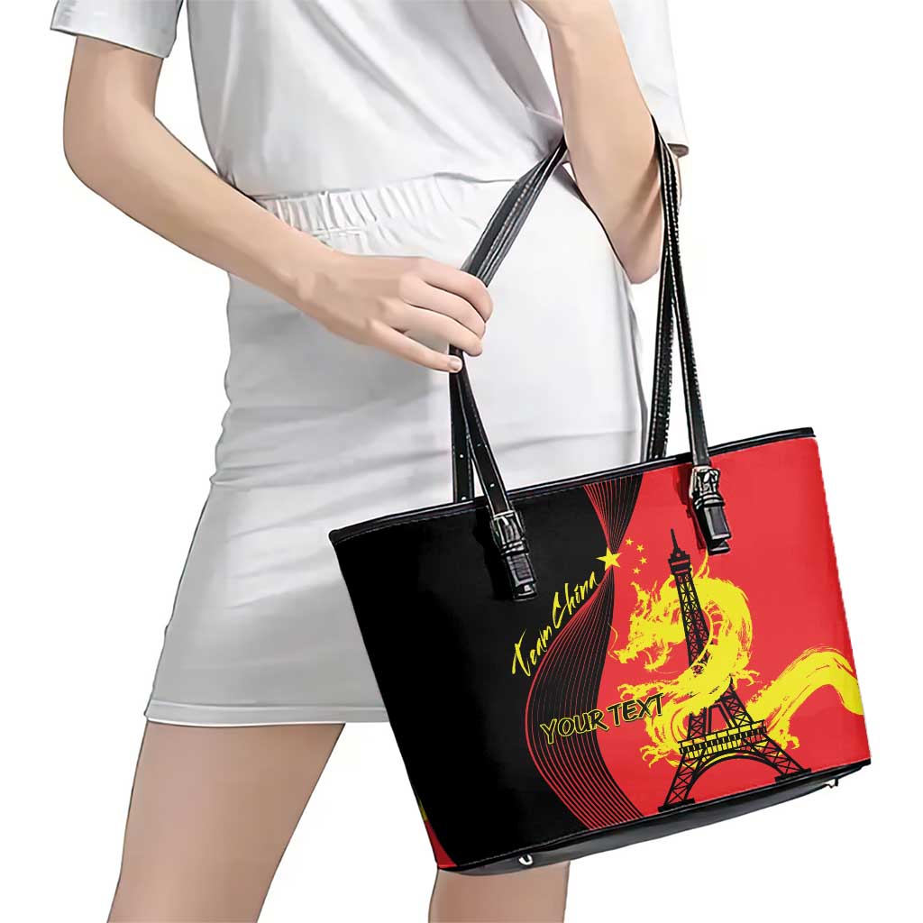Personalized China Summer Sport Leather Tote Bag Dragon With Eiffel Tower Go Paris 2024 LT9