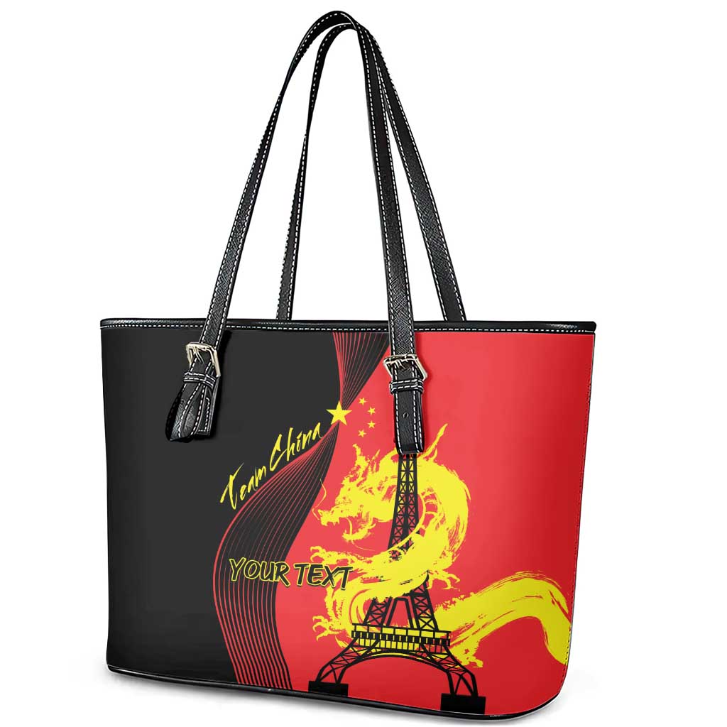 Personalized China Summer Sport Leather Tote Bag Dragon With Eiffel Tower Go Paris 2024 LT9
