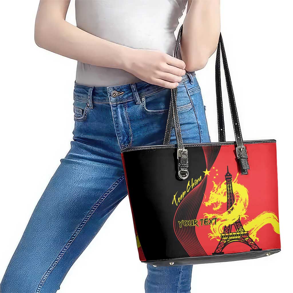 Personalized China Summer Sport Leather Tote Bag Dragon With Eiffel Tower Go Paris 2024 LT9