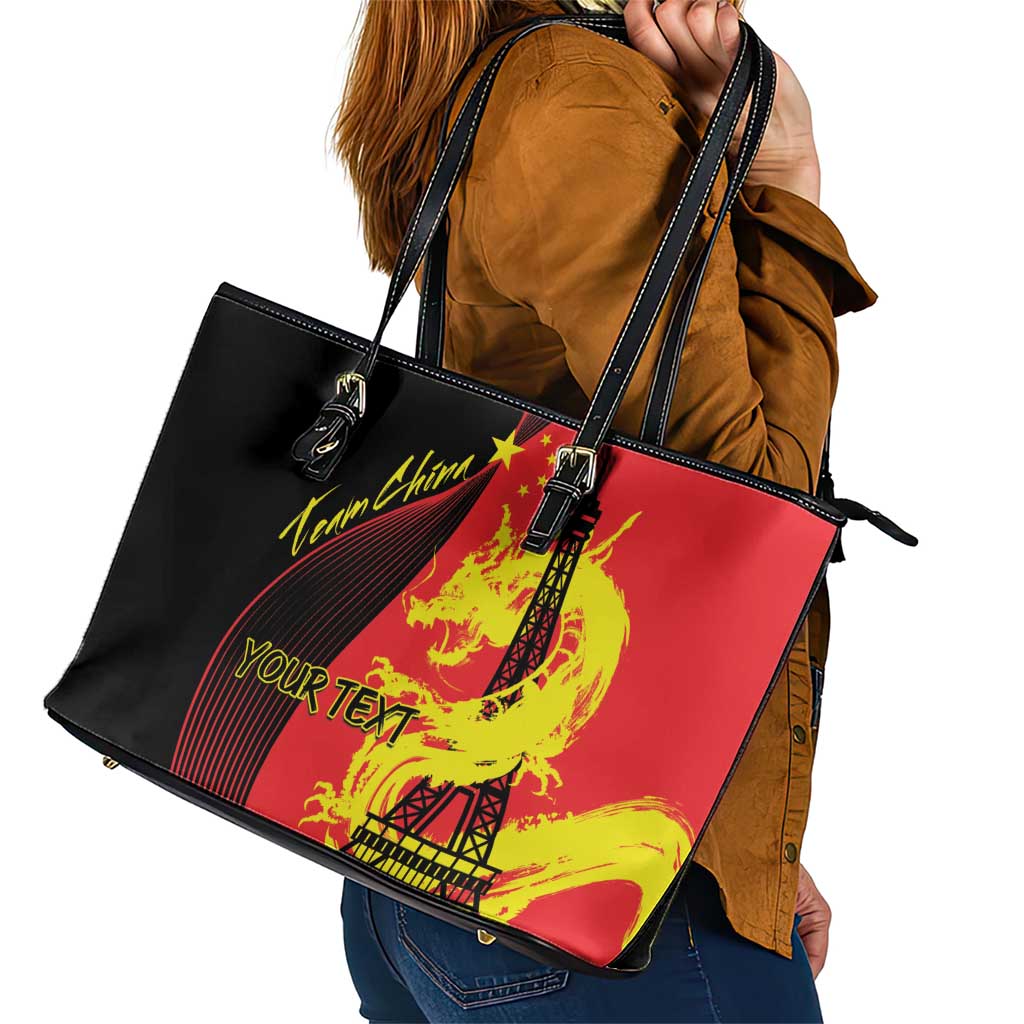Personalized China Summer Sport Leather Tote Bag Dragon With Eiffel Tower Go Paris 2024 LT9