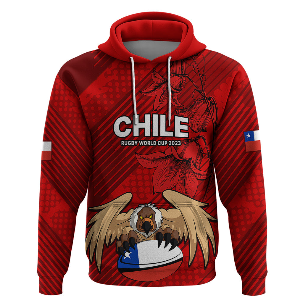 Chile Rugby Hoodie Los Condores Mascot with Bellflower World Cup 2023 LT9