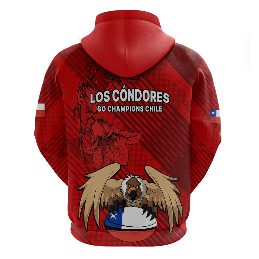 Chile Rugby Hoodie Los Condores Mascot with Bellflower World Cup 2023 LT9