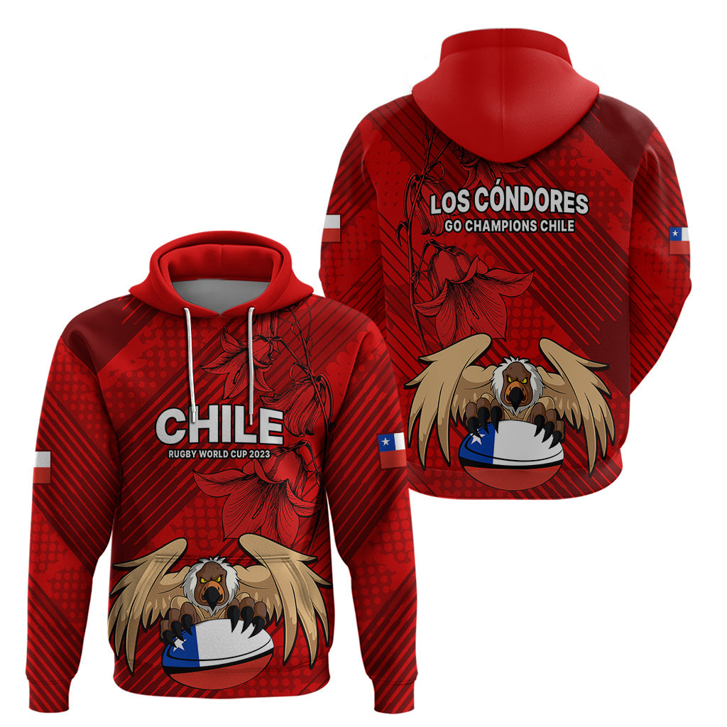 Chile Rugby Hoodie Los Condores Mascot with Bellflower World Cup 2023 LT9