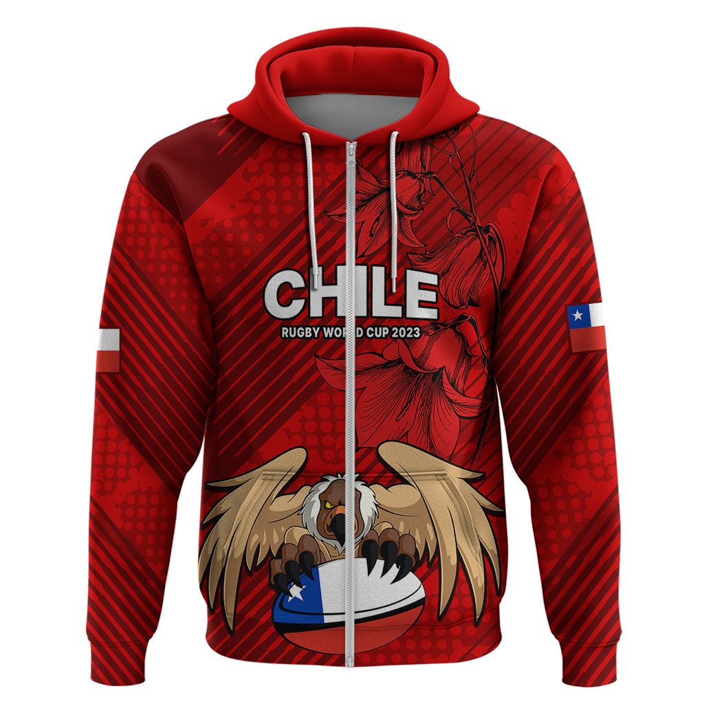 Chile Rugby Hoodie Los Condores Mascot with Bellflower World Cup 2023 LT9