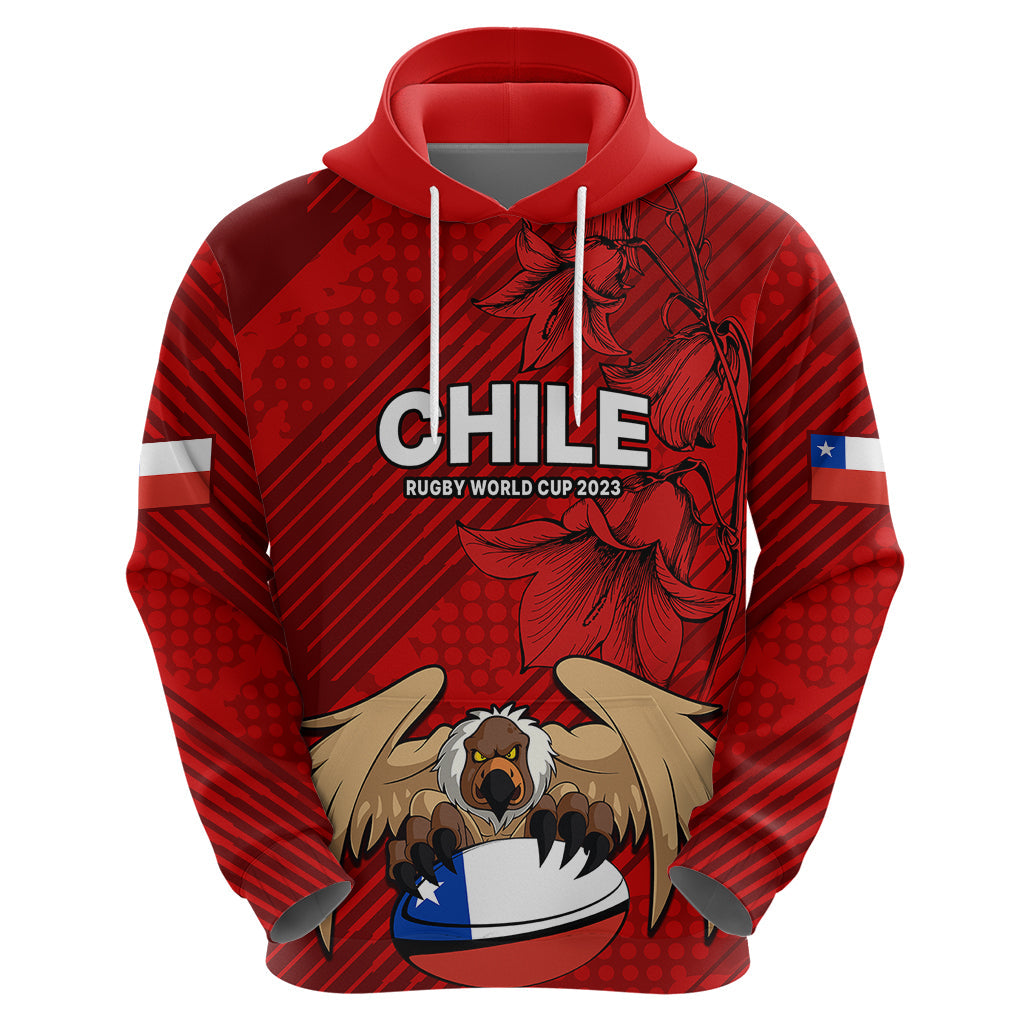 Chile Rugby Hoodie Los Condores Mascot with Bellflower World Cup 2023 LT9