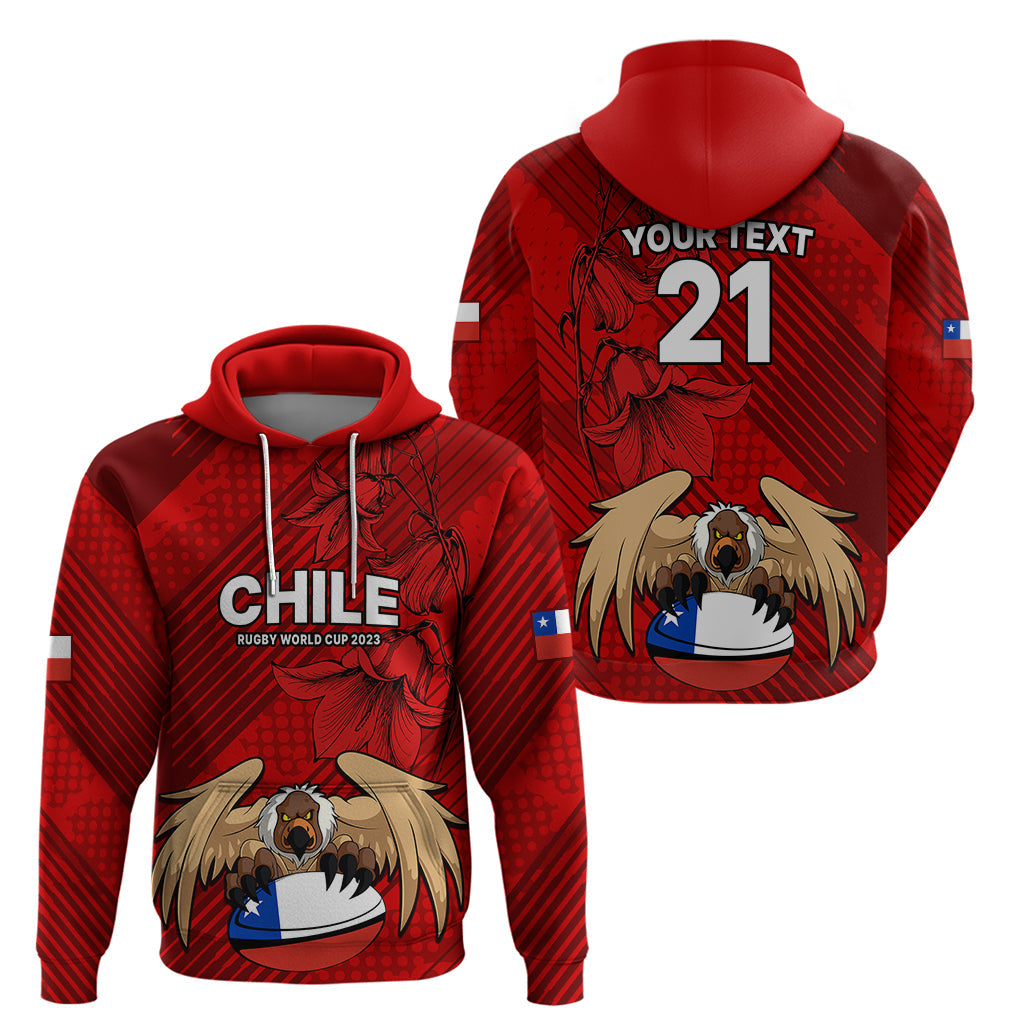 Custom Chile Rugby Hoodie Los Condores Mascot with Bellflower World Cup 2023 LT9