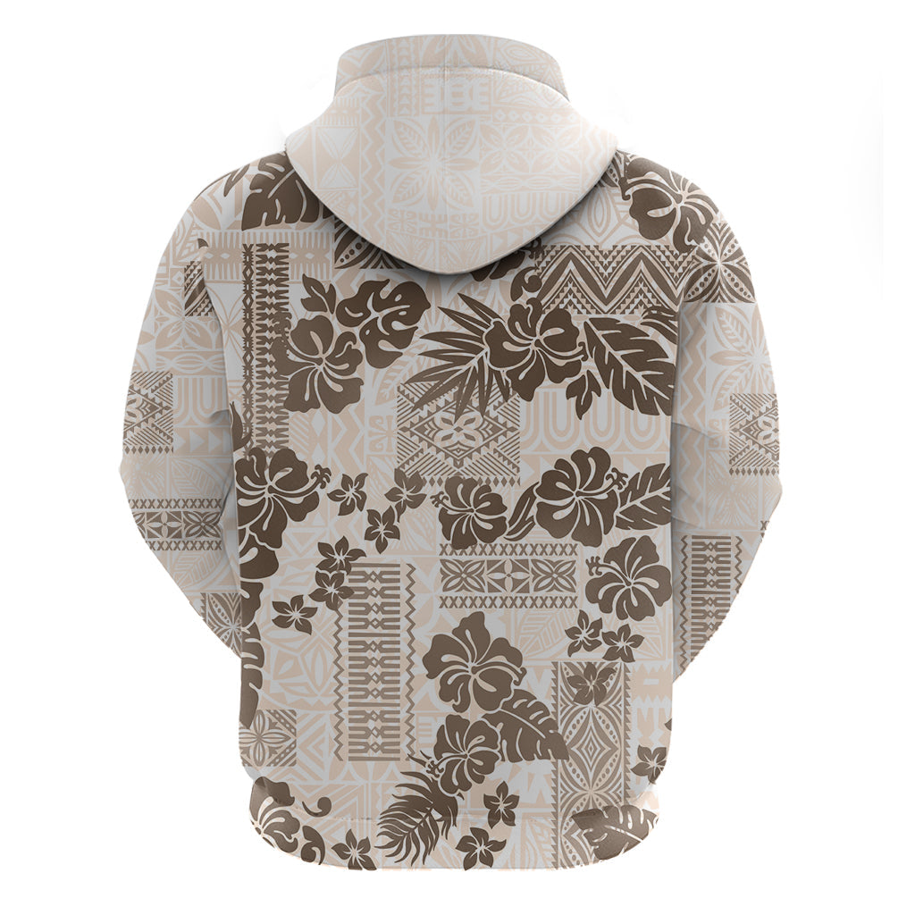 Vintage Hawaii Hoodie Hibiscus Tapa Tribal With Hawaiian Quilt Pattern Gold LT9