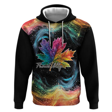 Rainbow Maple Leaf Hoodie Canada Pride Show Your Colors LT9