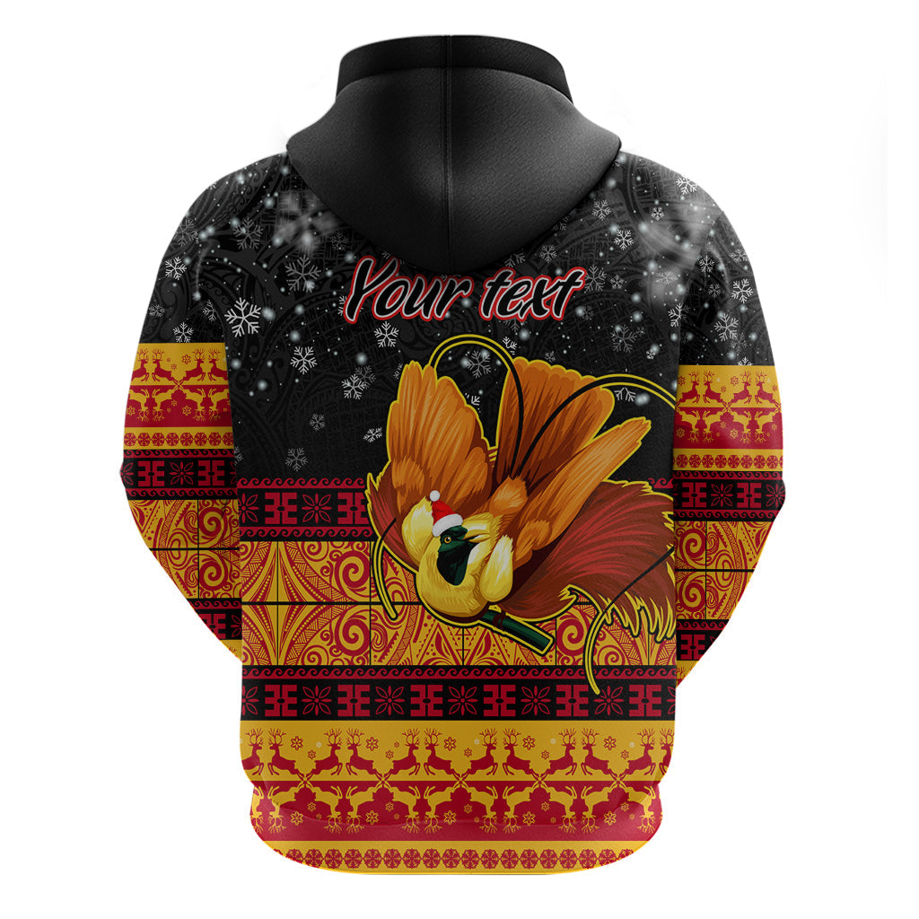 Personalised PNG Hamamas Krismas Hoodie Papua New Guinea Bird Of Paradise Merry Christmas Black Style LT9