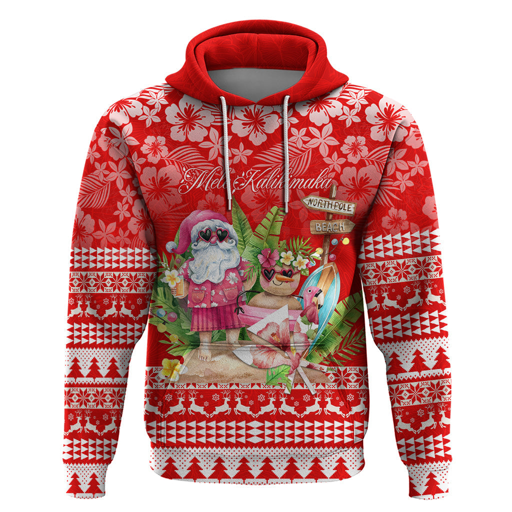 Personalised Hawaii Mele Kalikimaka Hoodie Santa Beach Merry Christmas LT9