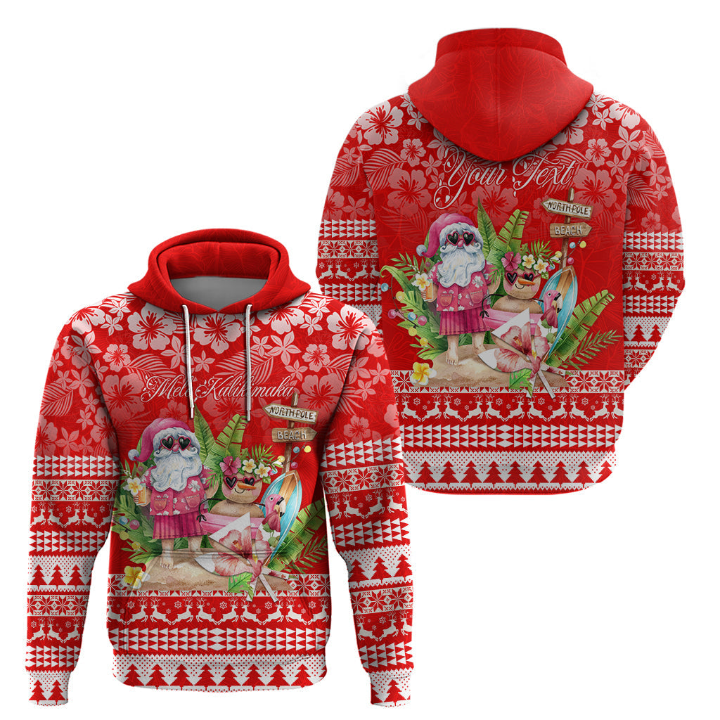 Personalised Hawaii Mele Kalikimaka Hoodie Santa Beach Merry Christmas LT9