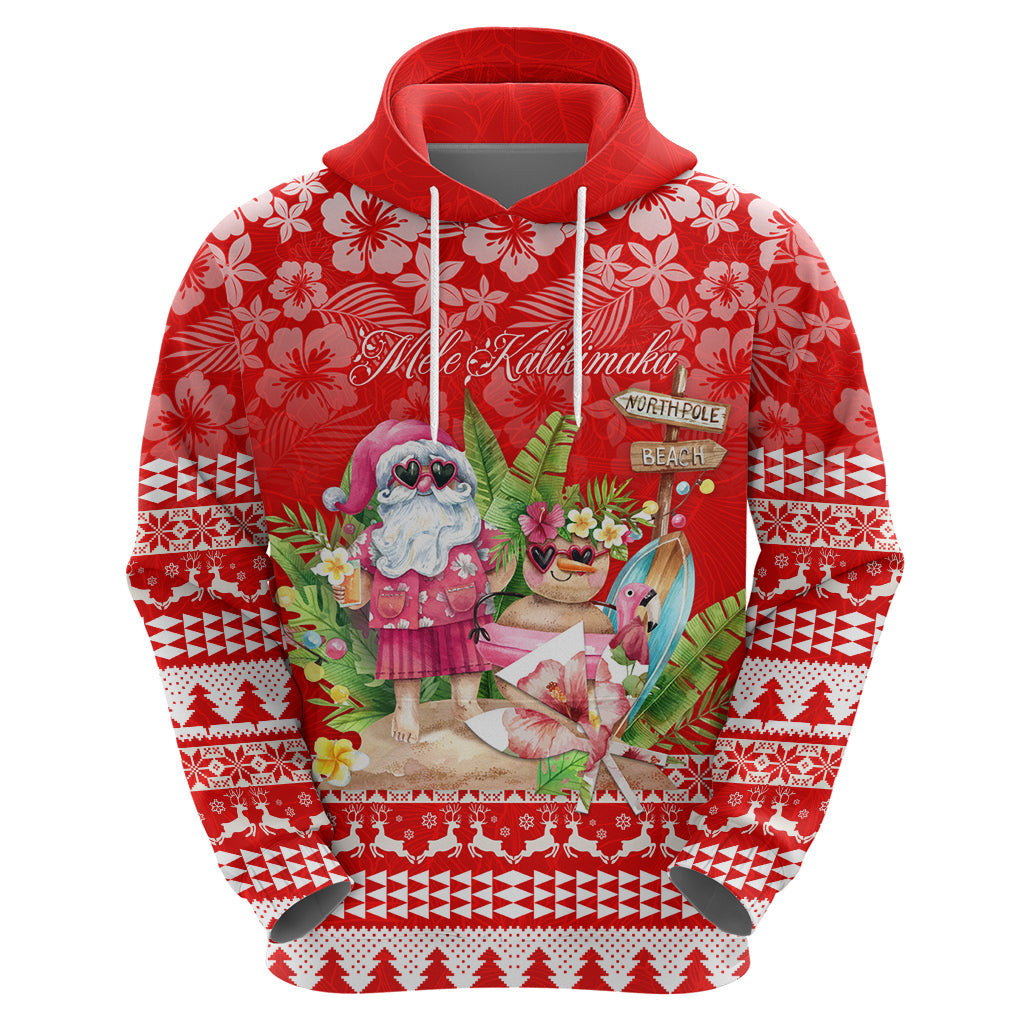 Personalised Hawaii Mele Kalikimaka Hoodie Santa Beach Merry Christmas LT9
