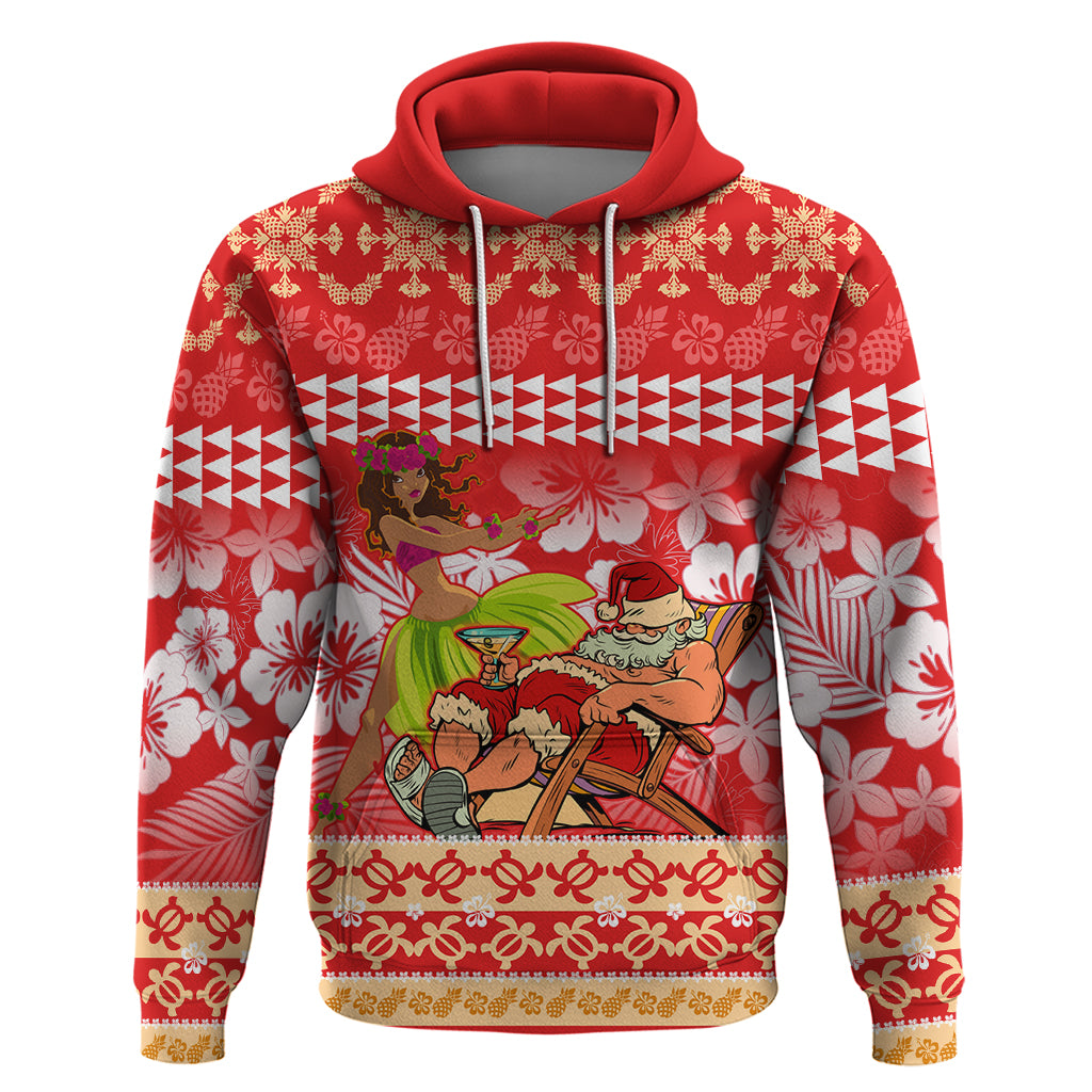 Personalised Hawaii Mele Kalikimaka Hoodie Santa Claus and Hula Dancing Merry Christmas LT9