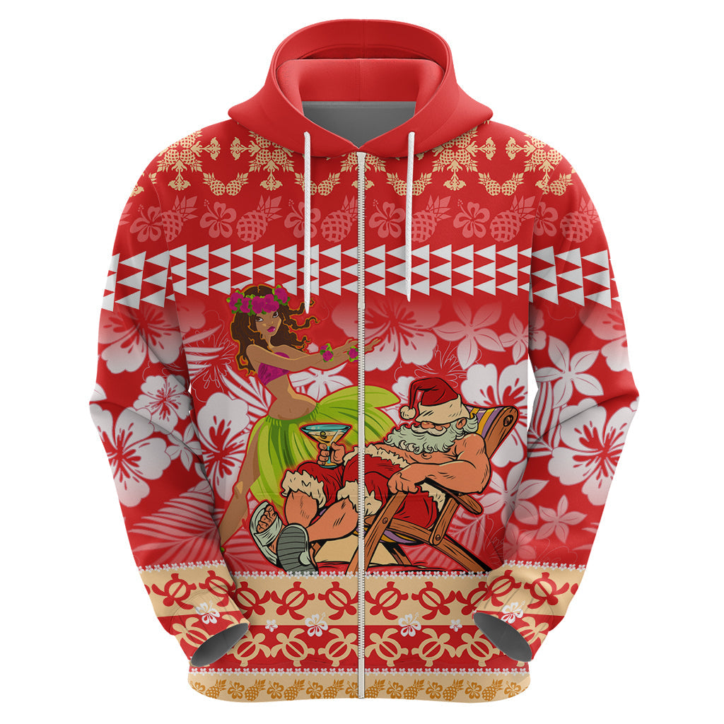 Personalised Hawaii Mele Kalikimaka Hoodie Santa Claus and Hula Dancing Merry Christmas LT9
