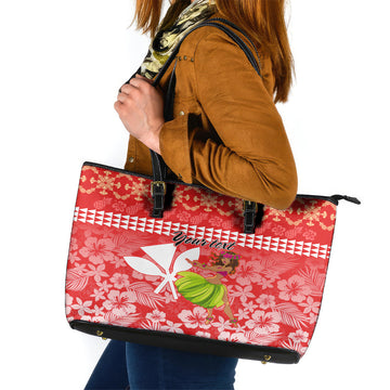 Personalised Hawaii Mele Kalikimaka Leather Tote Bag Santa Claus and Hula Dancing Merry Christmas LT9