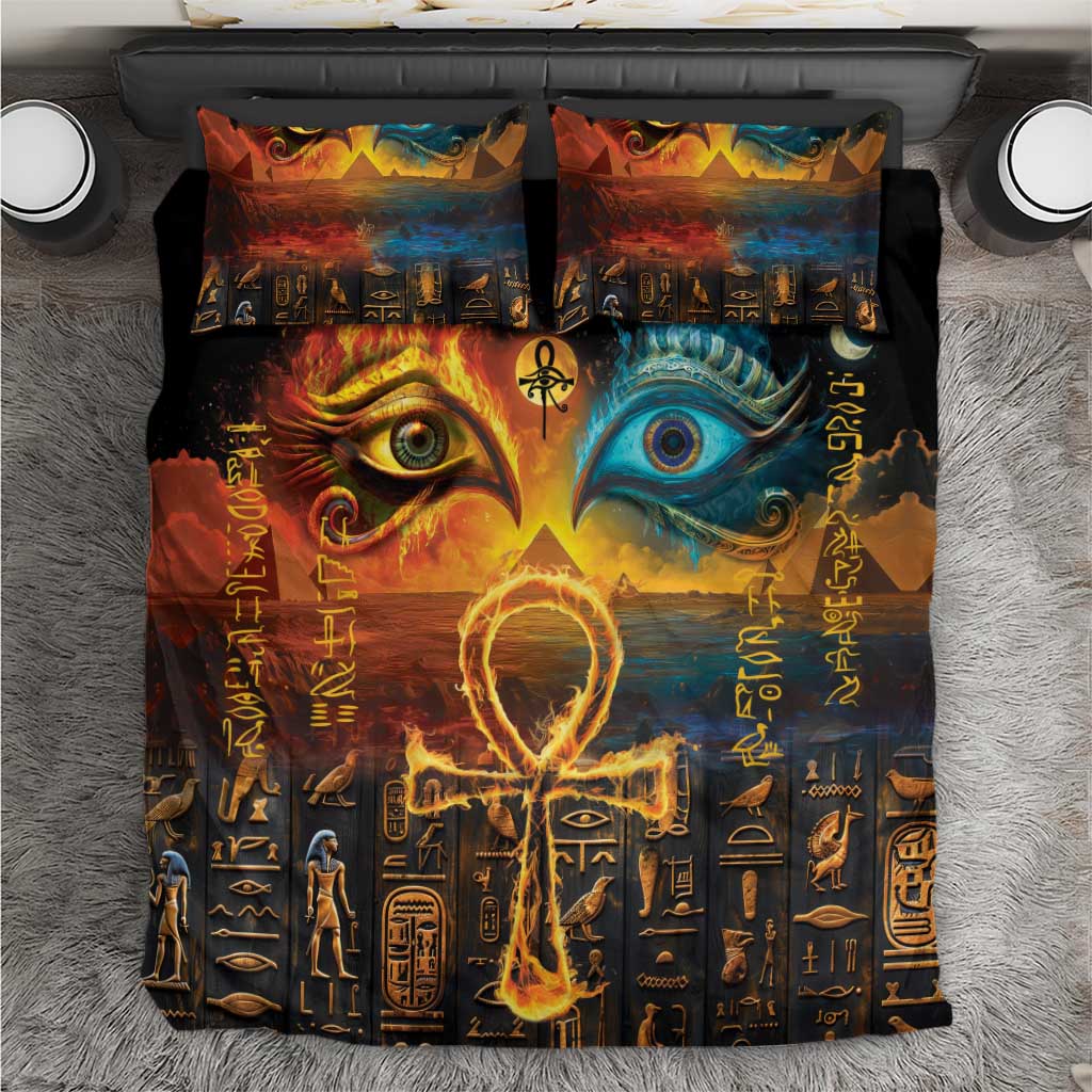 Eye of Ra and Eye of Horus Bedding Set Power and Magic Ancient Egyptian Mythology LT9