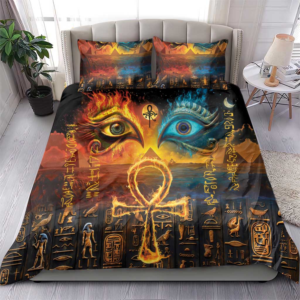 Eye of Ra and Eye of Horus Bedding Set Power and Magic Ancient Egyptian Mythology LT9