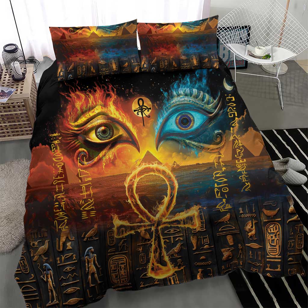 Eye of Ra and Eye of Horus Bedding Set Power and Magic Ancient Egyptian Mythology LT9