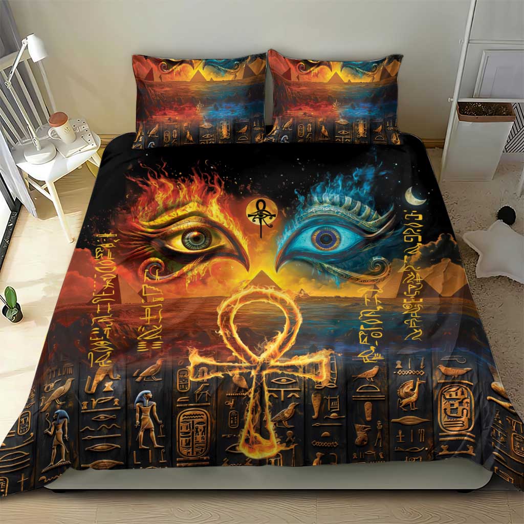 Eye of Ra and Eye of Horus Bedding Set Power and Magic Ancient Egyptian Mythology LT9