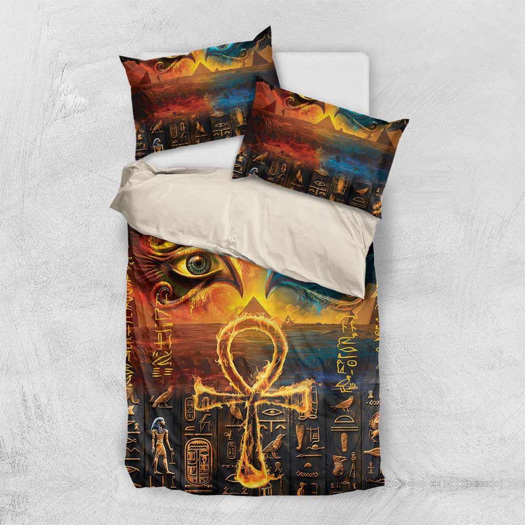Eye of Ra and Eye of Horus Bedding Set Power and Magic Ancient Egyptian Mythology LT9