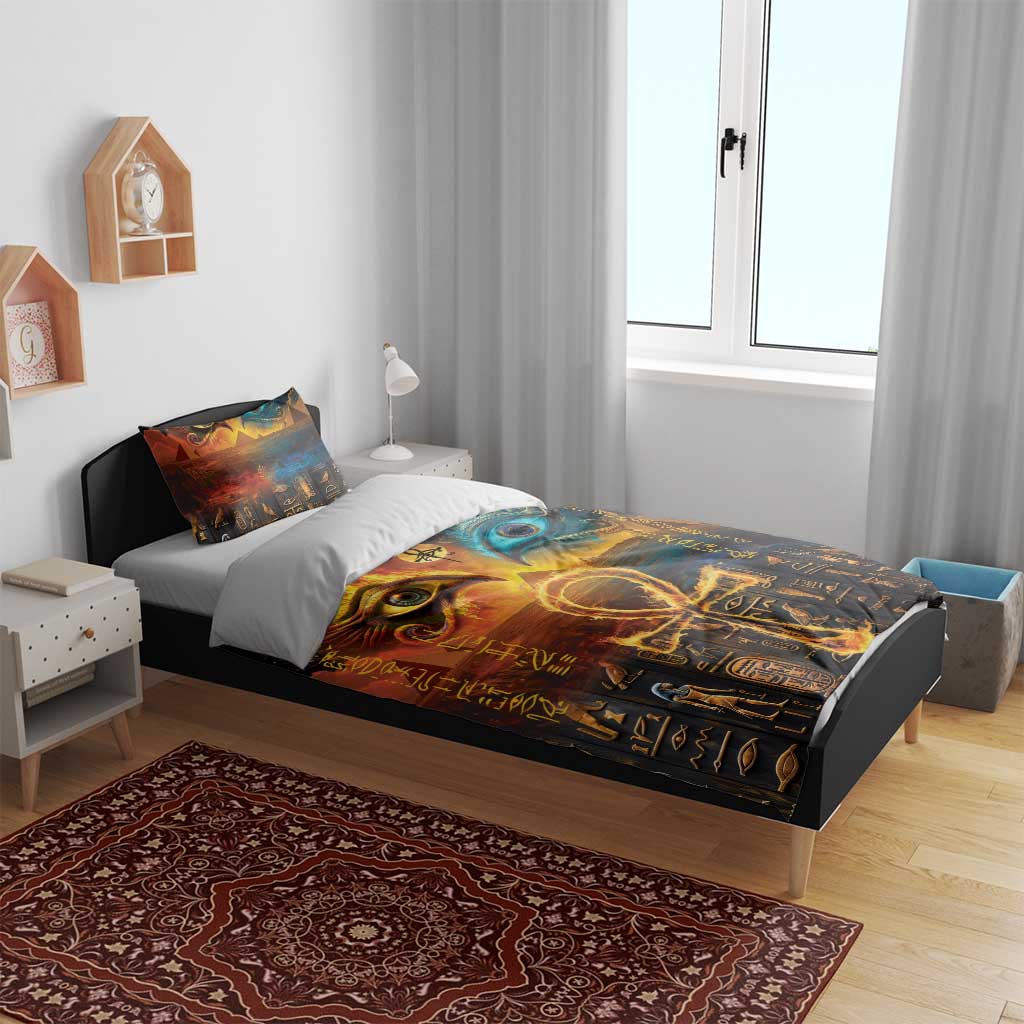 Eye of Ra and Eye of Horus Bedding Set Power and Magic Ancient Egyptian Mythology LT9
