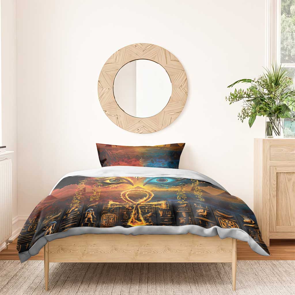 Eye of Ra and Eye of Horus Bedding Set Power and Magic Ancient Egyptian Mythology LT9