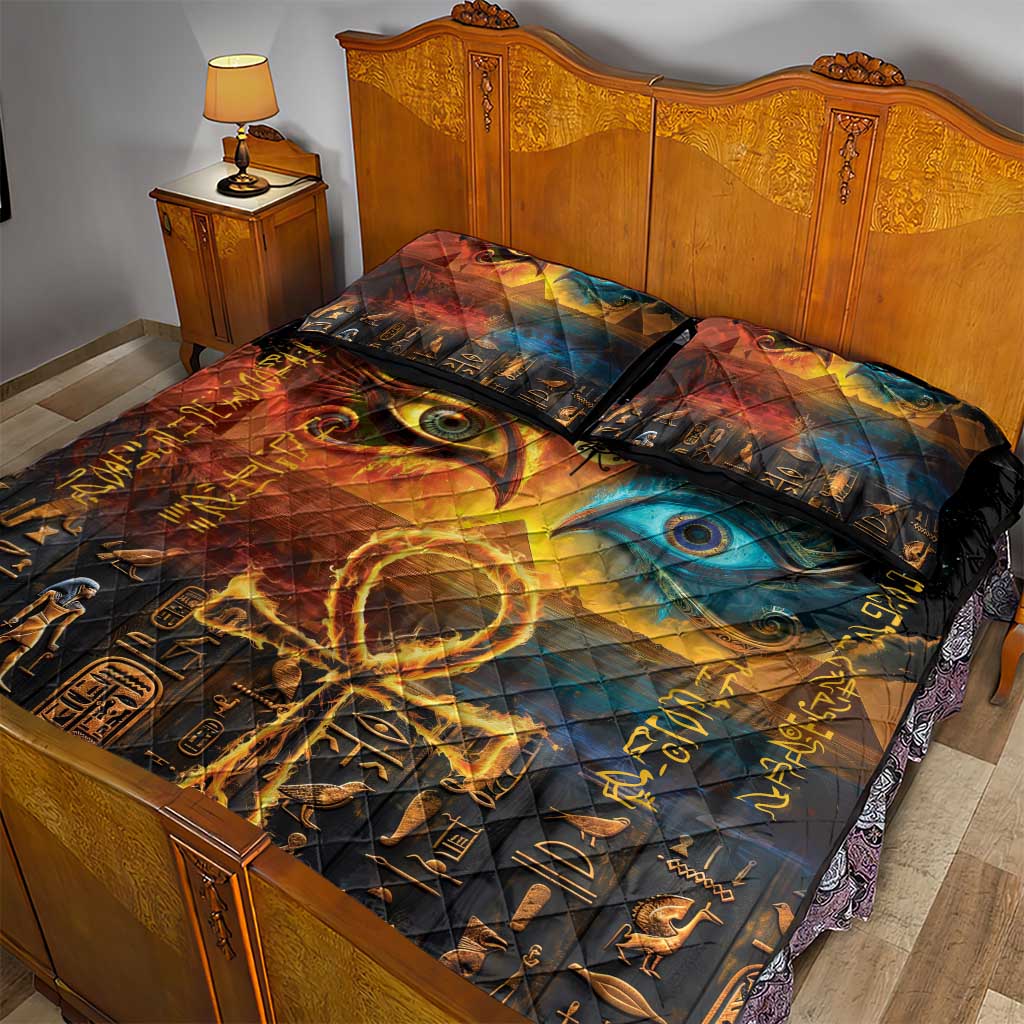 Eye of Ra and Eye of Horus Quilt Bed Set Power and Magic Ancient Egyptian Mythology LT9