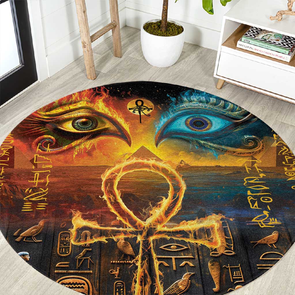 Eye of Ra and Eye of Horus Round Carpet Power and Magic Ancient Egyptian Mythology LT9