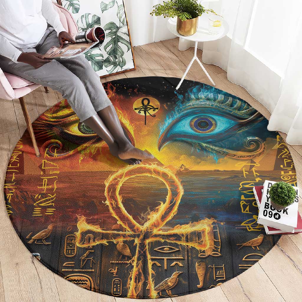 Eye of Ra and Eye of Horus Round Carpet Power and Magic Ancient Egyptian Mythology LT9