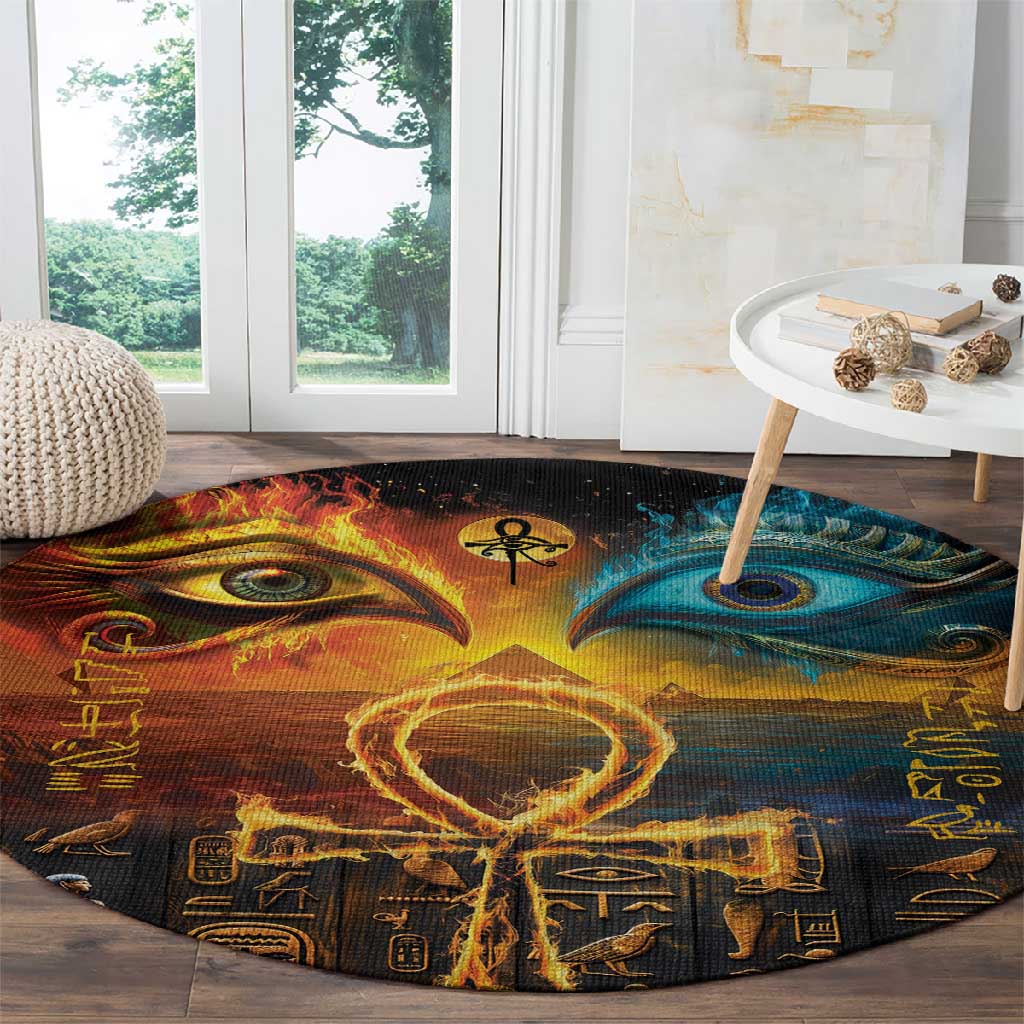 Eye of Ra and Eye of Horus Round Carpet Power and Magic Ancient Egyptian Mythology LT9
