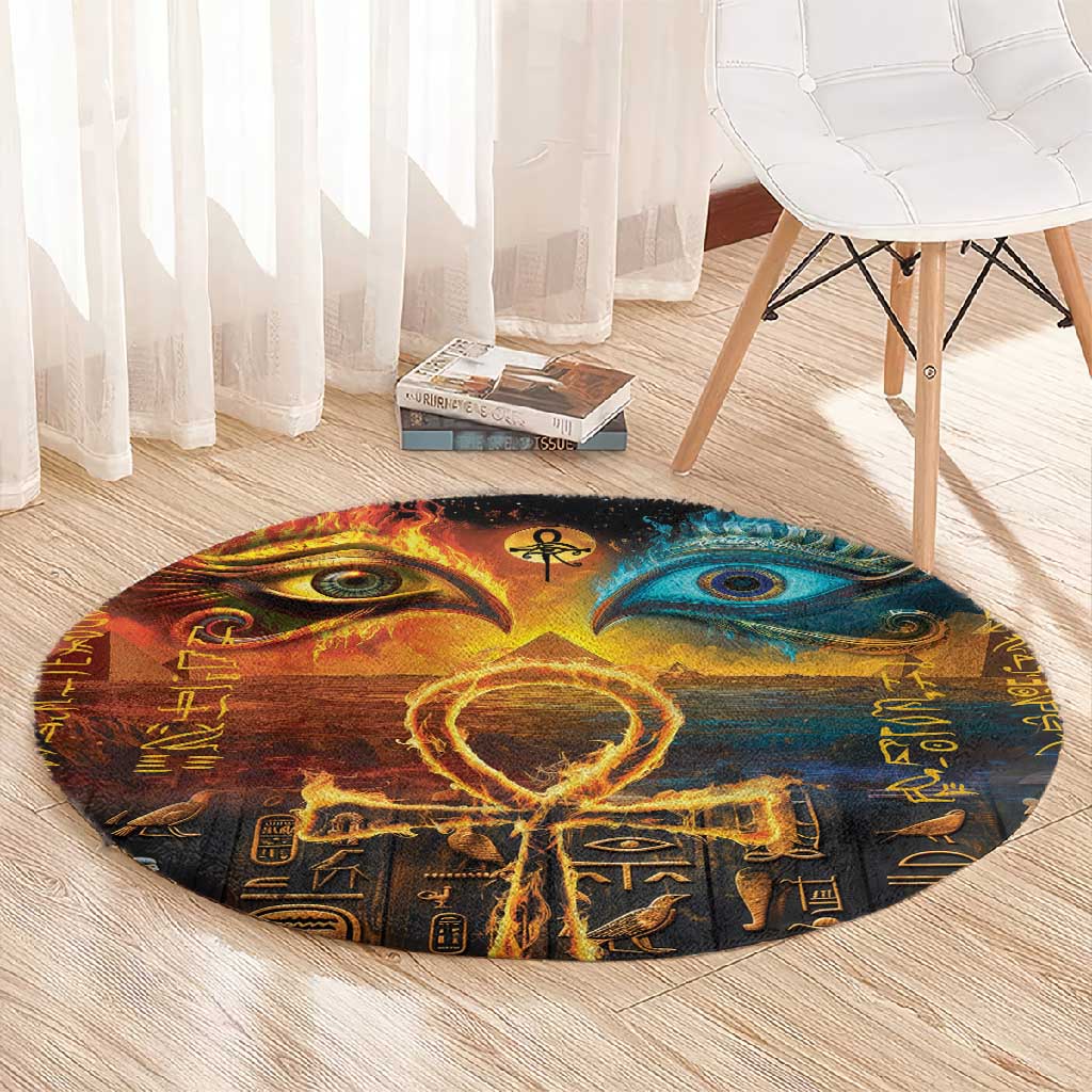 Eye of Ra and Eye of Horus Round Carpet Power and Magic Ancient Egyptian Mythology LT9