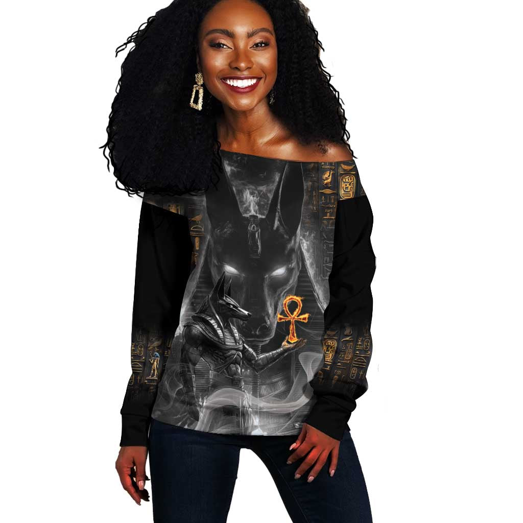 Mythical Anubis Off Shoulder Sweater The Egyptian God of Death LT9