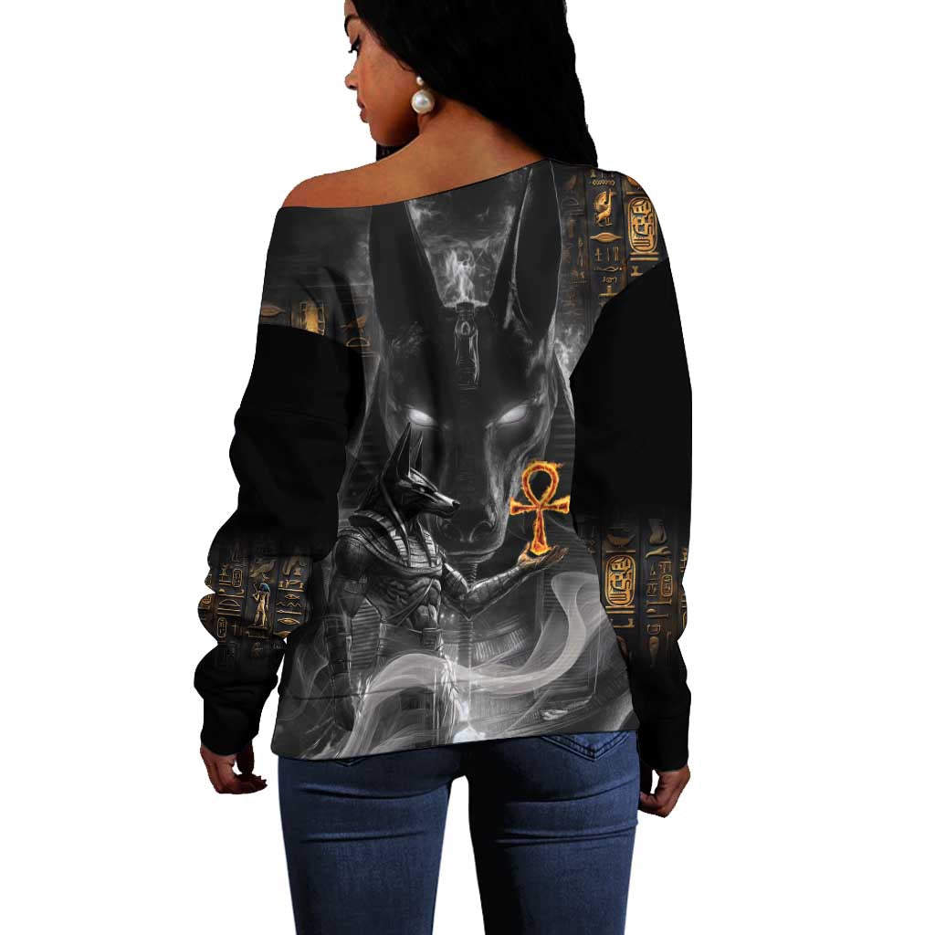 Mythical Anubis Off Shoulder Sweater The Egyptian God of Death LT9
