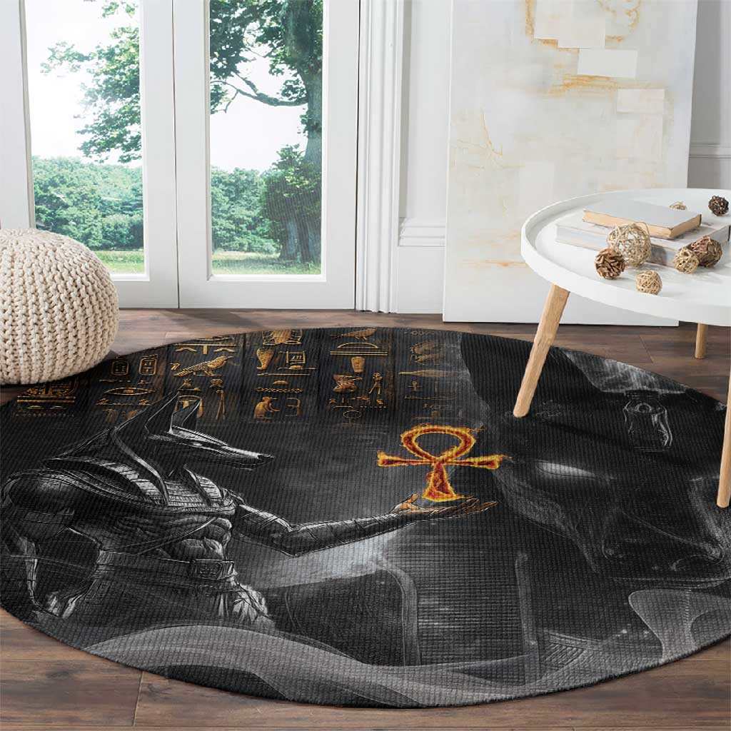 Mythical Anubis Round Carpet The Egyptian God of Death LT9