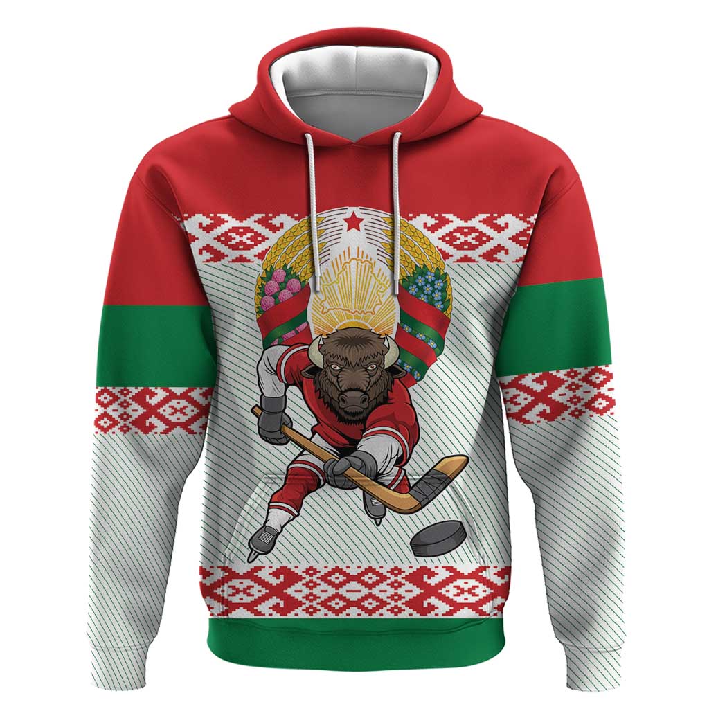 Belarus Ice Hockey Custom Hoodie With Bison Mascot Flag Style LT9