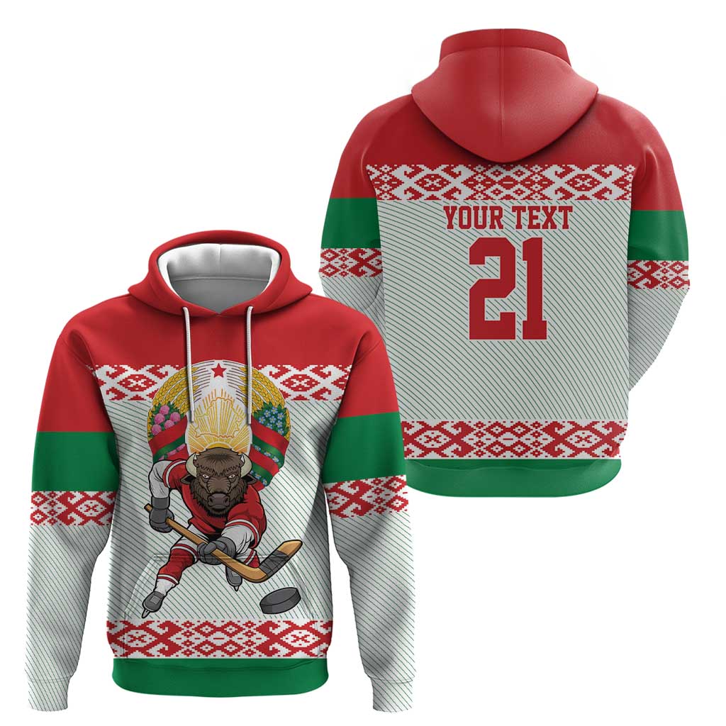 Belarus Ice Hockey Custom Hoodie With Bison Mascot Flag Style LT9
