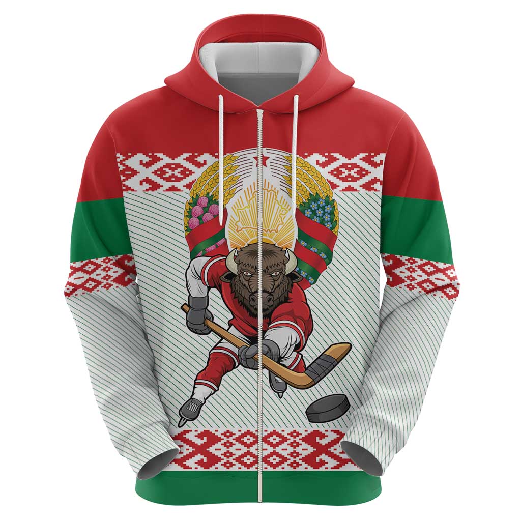Belarus Ice Hockey Custom Hoodie With Bison Mascot Flag Style LT9